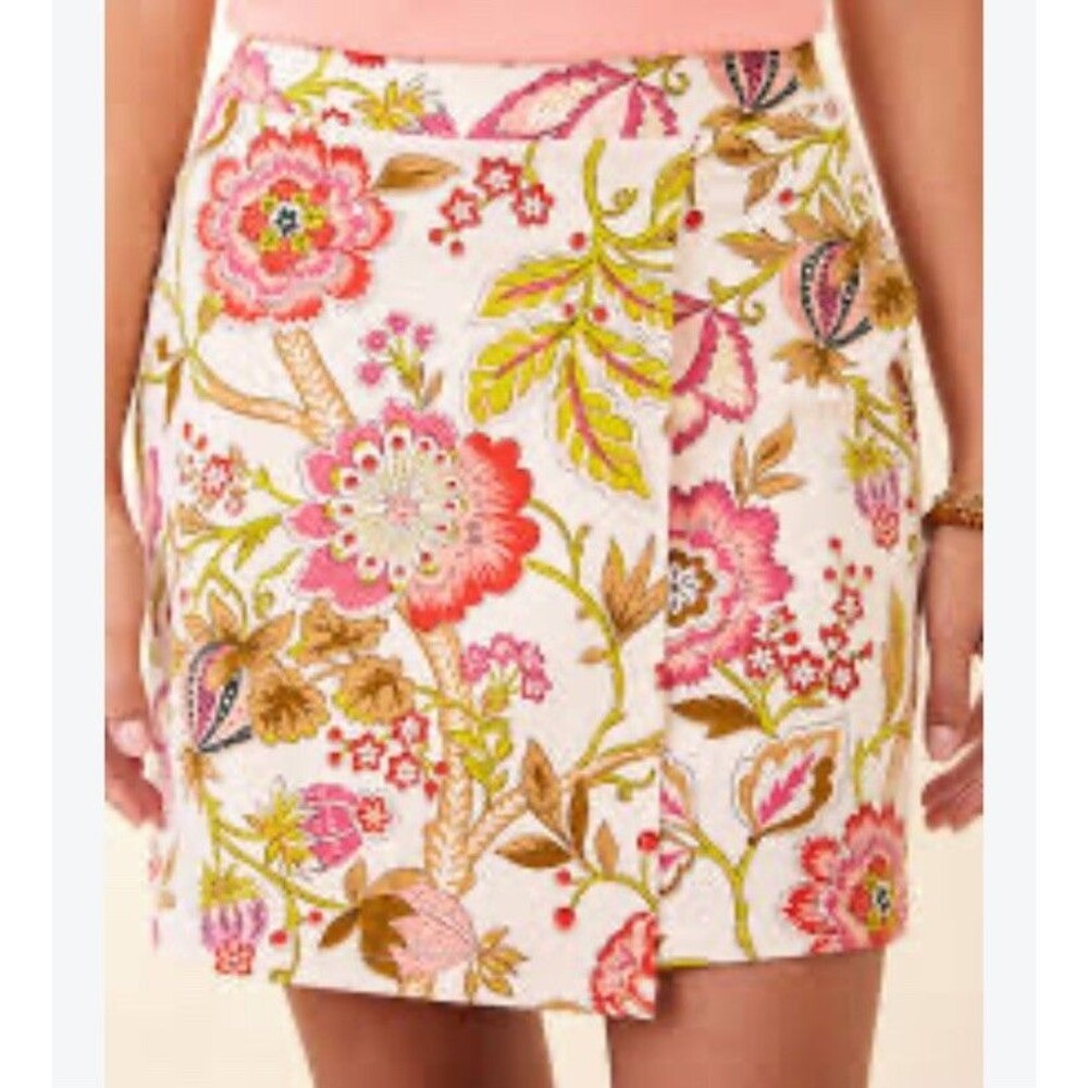 Spartina 449 XS Liza BiStretch Skort Callawassie Jacobean Floral Pocket